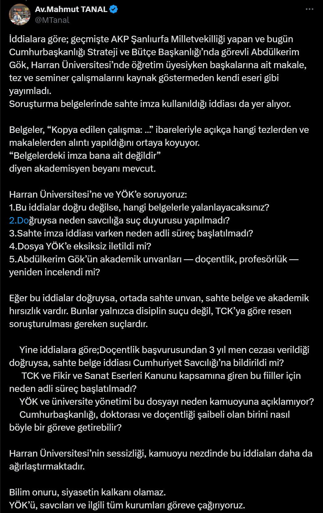 Soruşturmalar ve Yükseköğretim Kurumu