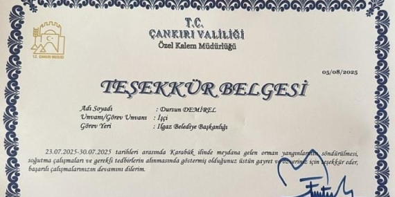 Yeşil Vatanın Koruyucularına Şükran: Teşekkür Belgeleri Verildi!
