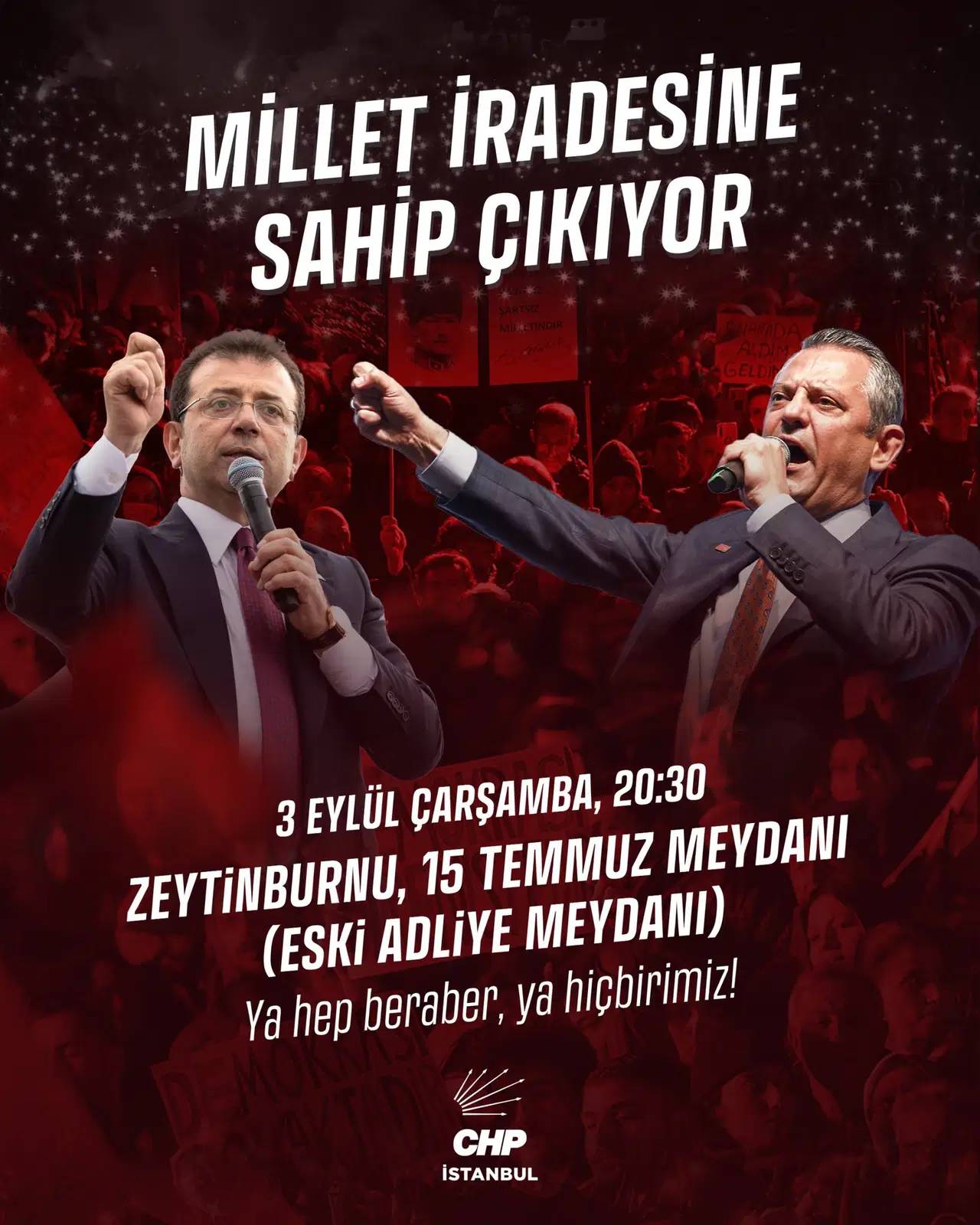 İstanbul CHP İl Başkanı Özgür Çelik: 3 Eylül’de Büyük Miting Zeytinburnu Meydanı’nda